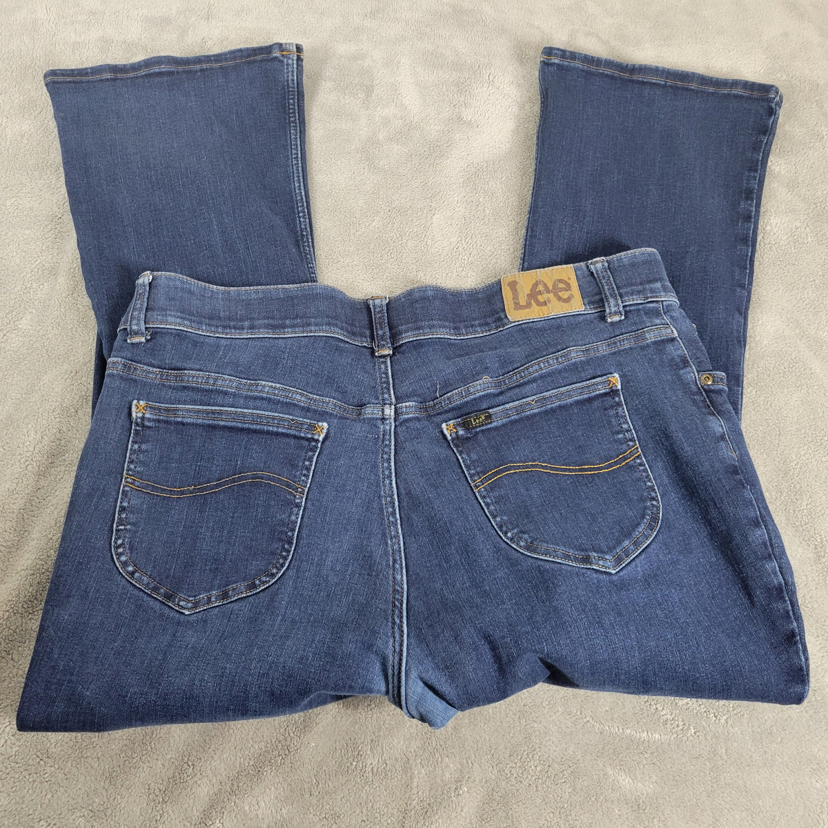 Lee Boot Cut Jeans 20W Dark Wash Denim Elastic Waist Stretch 27" Inseam SL10E