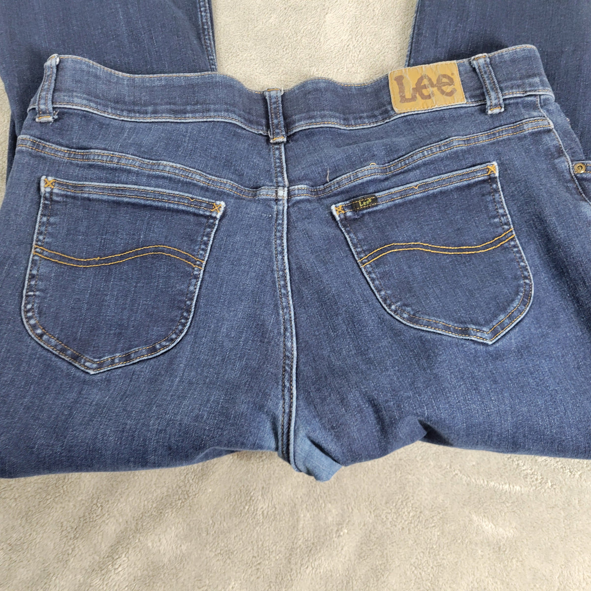 Lee Boot Cut Jeans 20W Dark Wash Denim Elastic Waist Stretch 27" Inseam SL10E
