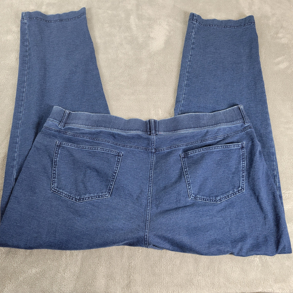 Lands End Womens Pull On Jeans 2X Plus Dark Wash Denim Elastic Waist SL135E