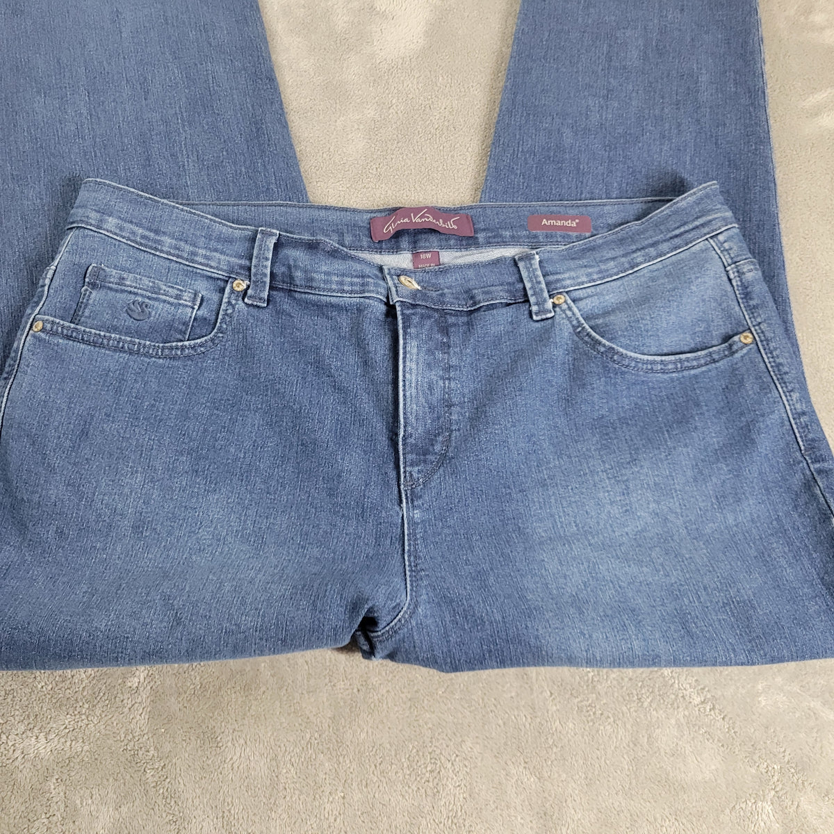 Gloria Vanderbilt Amanda Jeans 18W Medium Wash Elastic Waist Straight SL105E