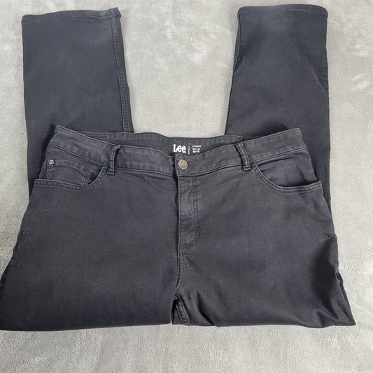 Lee Womens Jeans 22W Plus Black Denim Elastic Waist Bootcut Stretch BOO6E