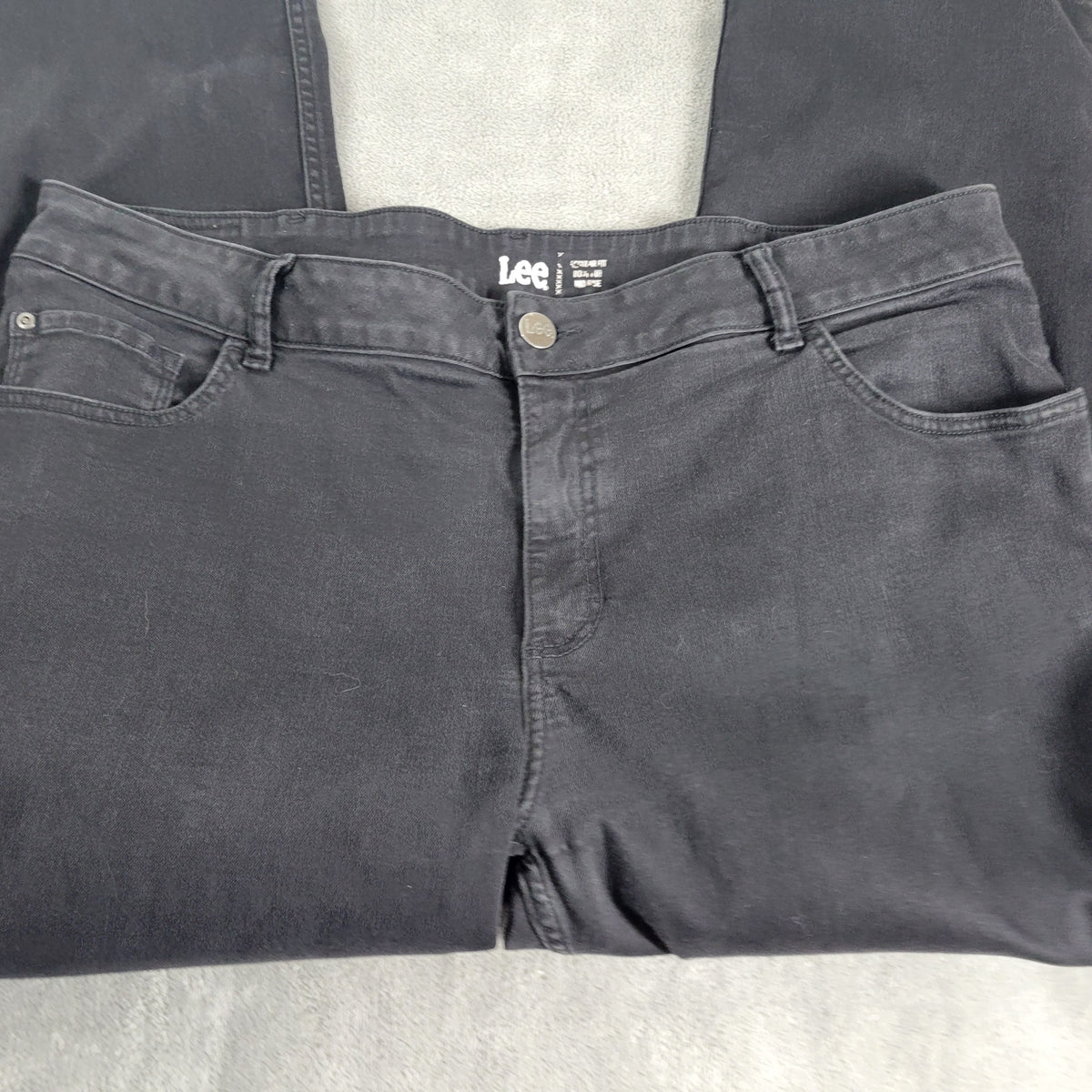 Lee Womens Jeans 22W Plus Black Denim Elastic Waist Bootcut Stretch BOO6E
