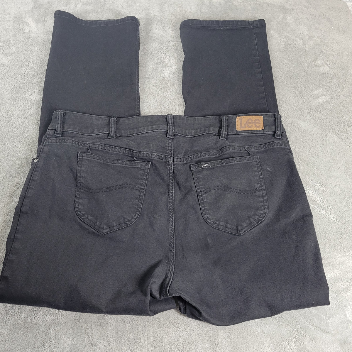 Lee Womens Jeans 22W Plus Black Denim Elastic Waist Bootcut Stretch BOO6E