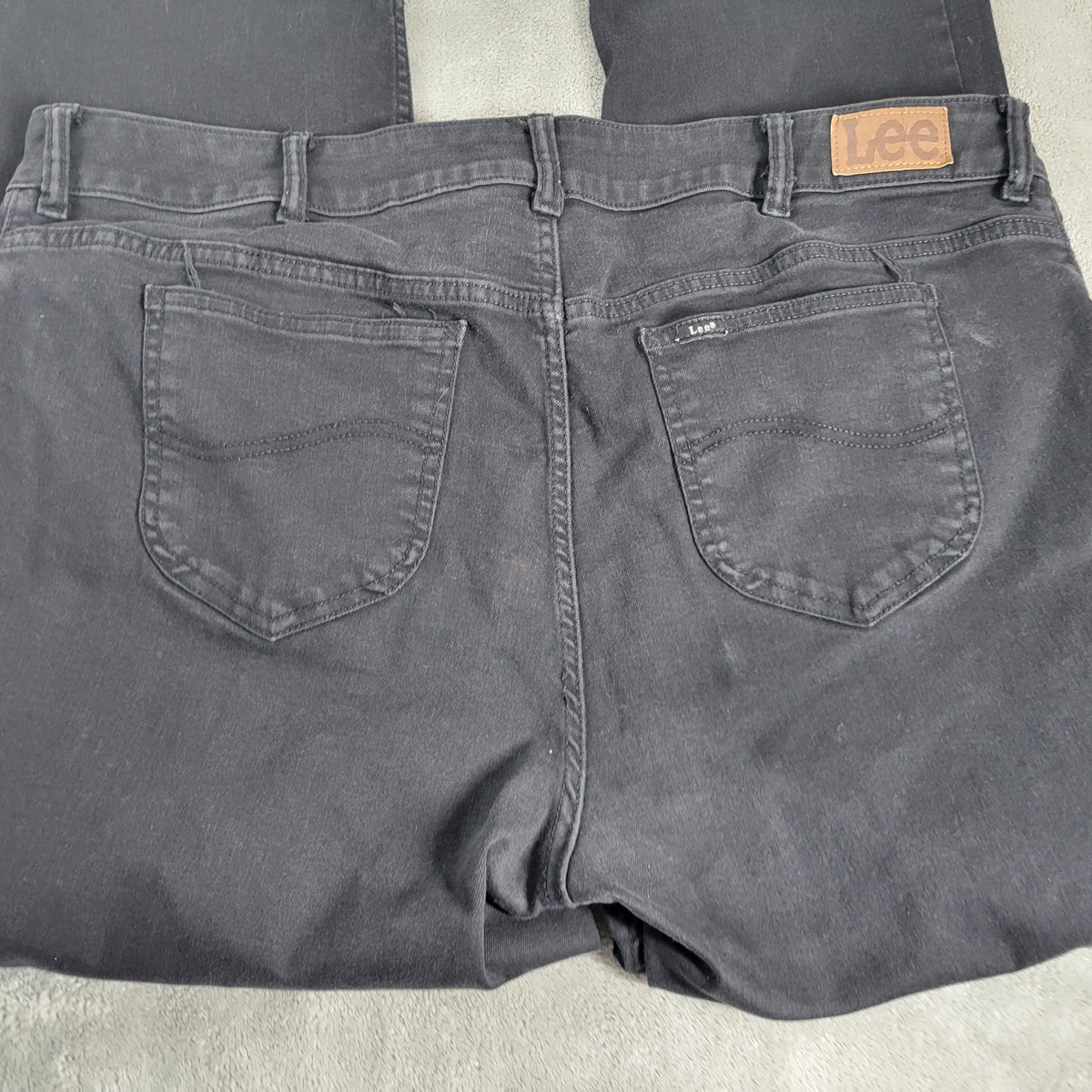 Lee Womens Jeans 22W Plus Black Denim Elastic Waist Bootcut Stretch BOO6E