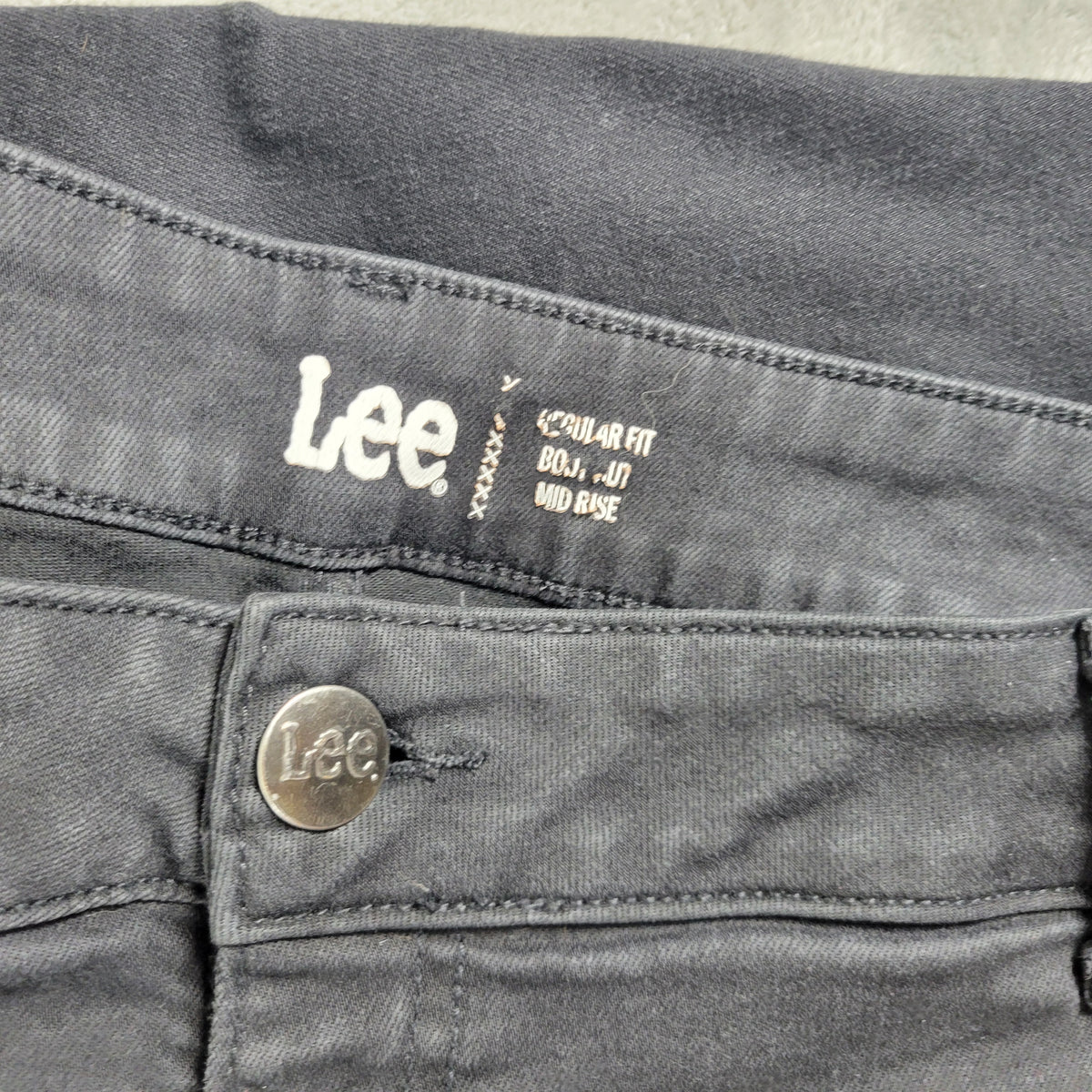 Lee Womens Jeans 22W Plus Black Denim Elastic Waist Bootcut Stretch BOO6E