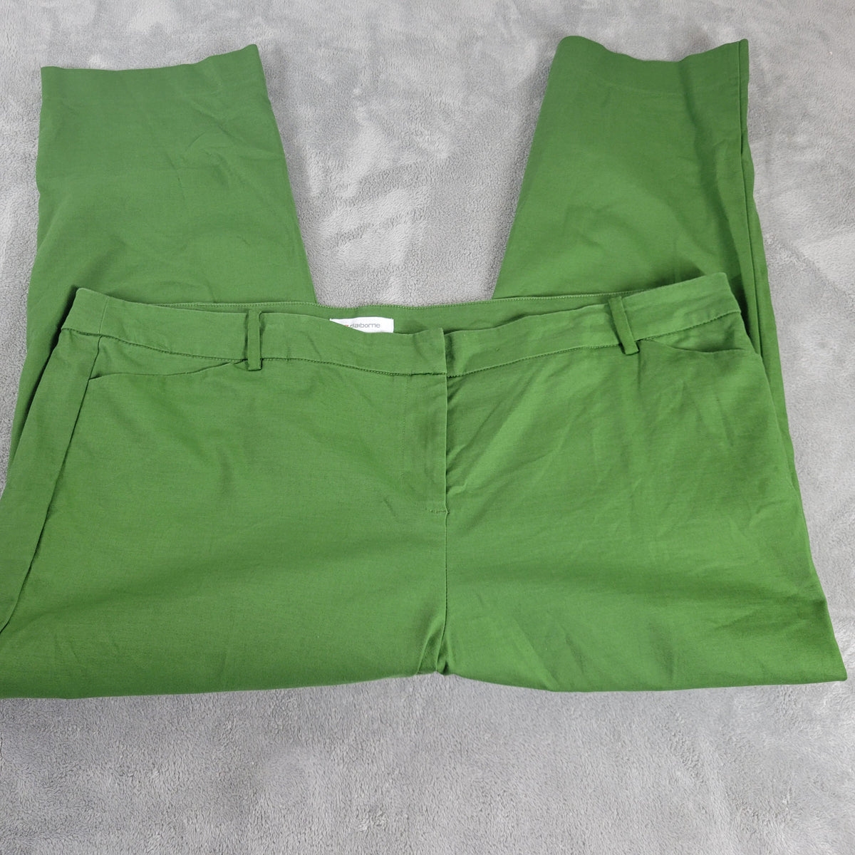 Liz Claiborne Emma Pants 20W Green Straight Leg Elastic Waist GRE39E