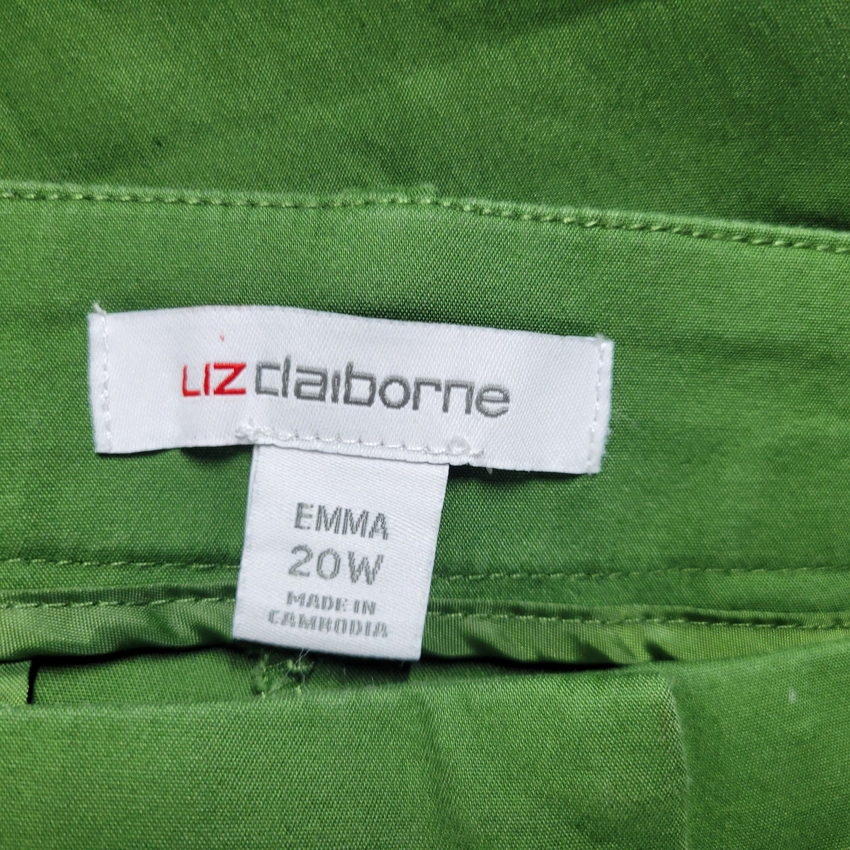 Liz Claiborne Emma Pants 20W Green Straight Leg Elastic Waist GRE39E