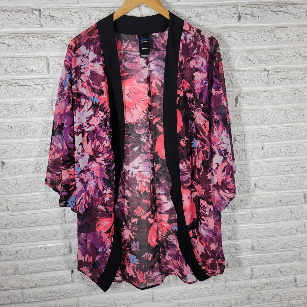 Catalina Swim Coverup 2X Floral Sheer Sleeveless Beach Pool Plus Open FLO65E
