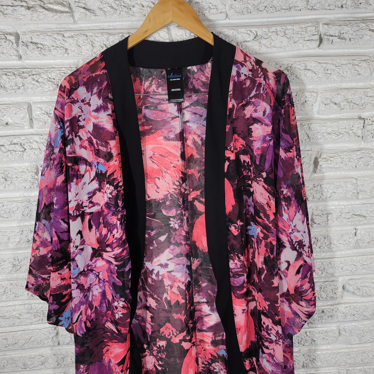 Catalina Swim Coverup 2X Floral Sheer Sleeveless Beach Pool Plus Open FLO65E