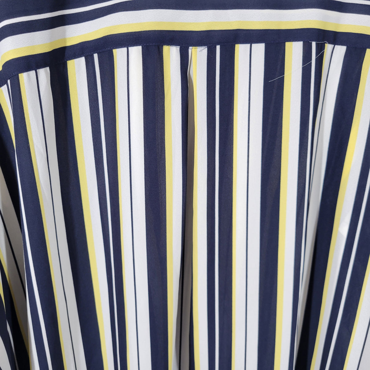 CJ Banks Womens 3X Top Yellow Blue Striped 1/4 Button Long Sleeve STR40E