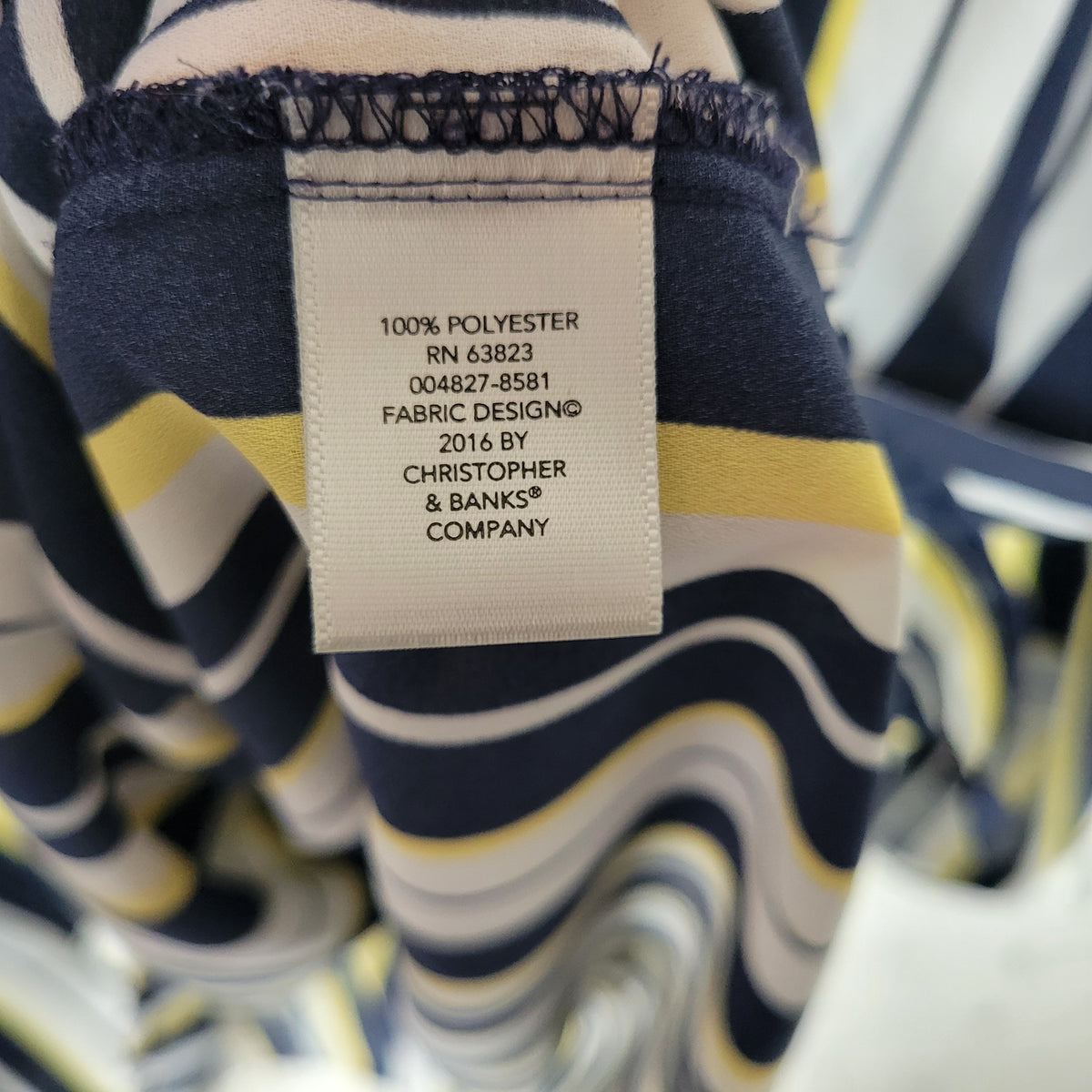 CJ Banks Womens 3X Top Yellow Blue Striped 1/4 Button Long Sleeve STR40E