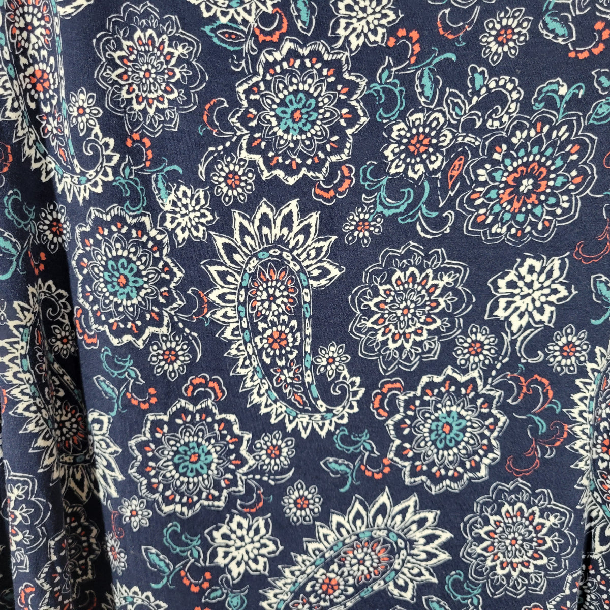Westport Tee XL Blue Paisley Cold Shoulder Short Sleeve Top Stretch PAI18E
