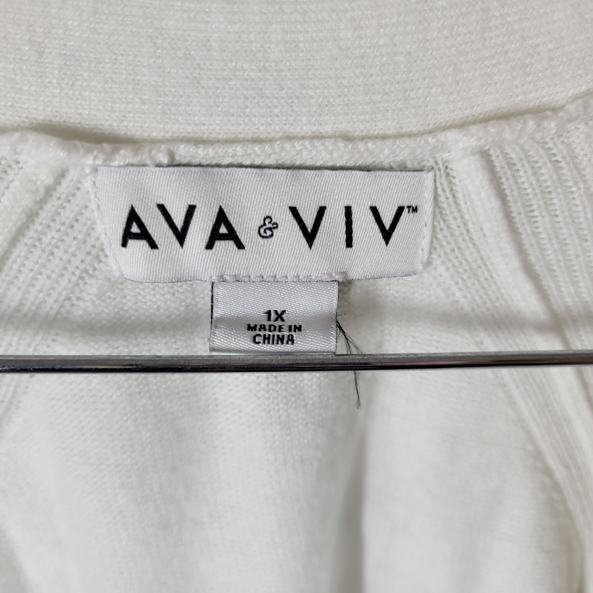 Ava & Viv White Open Cardigan Sweater Women's Plus 1X Knit Long Sleeve WHI9E