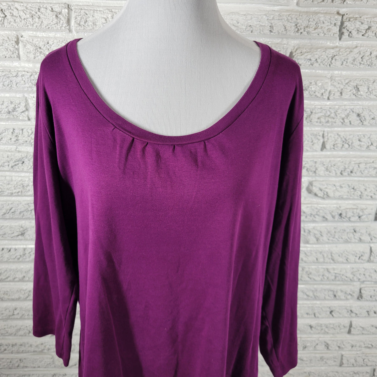 Jones New York Sport Tee 2X Purple 100% Cotton 3/4 Sleeve Top Plus Size PUR3E