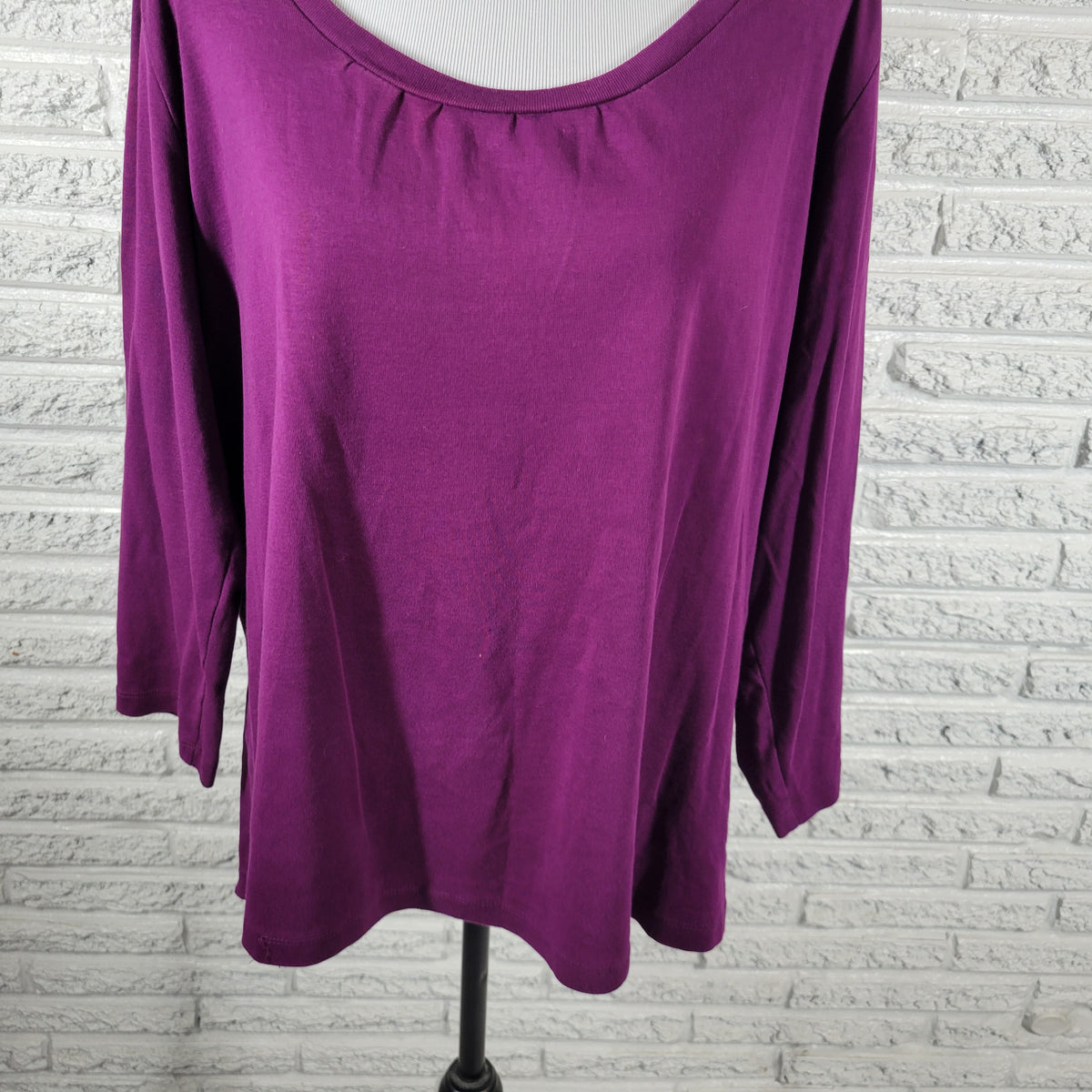 Jones New York Sport Tee 2X Purple 100% Cotton 3/4 Sleeve Top Plus Size PUR3E