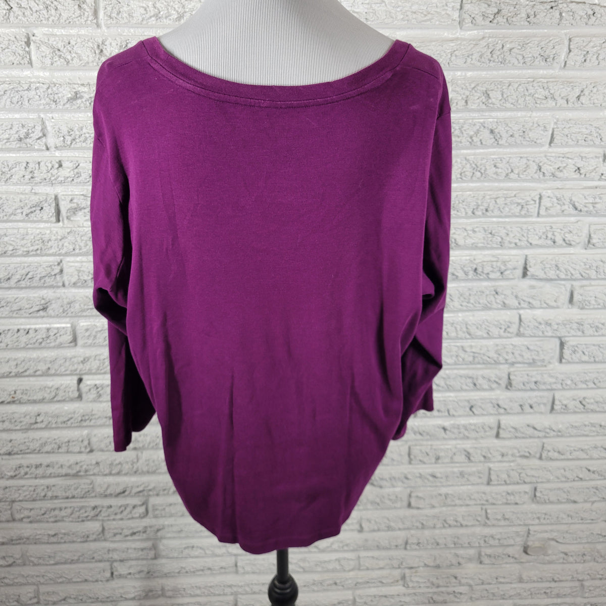 Jones New York Sport Tee 2X Purple 100% Cotton 3/4 Sleeve Top Plus Size PUR3E