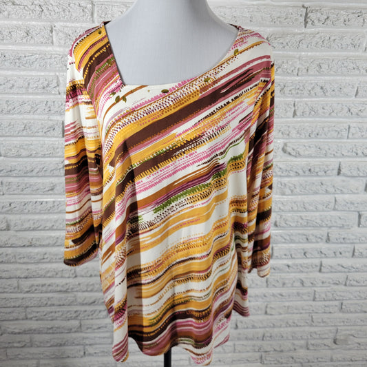 Hearts of Palm Tunic Top Women's XL Multicolor Studded Square Neck WAT102E