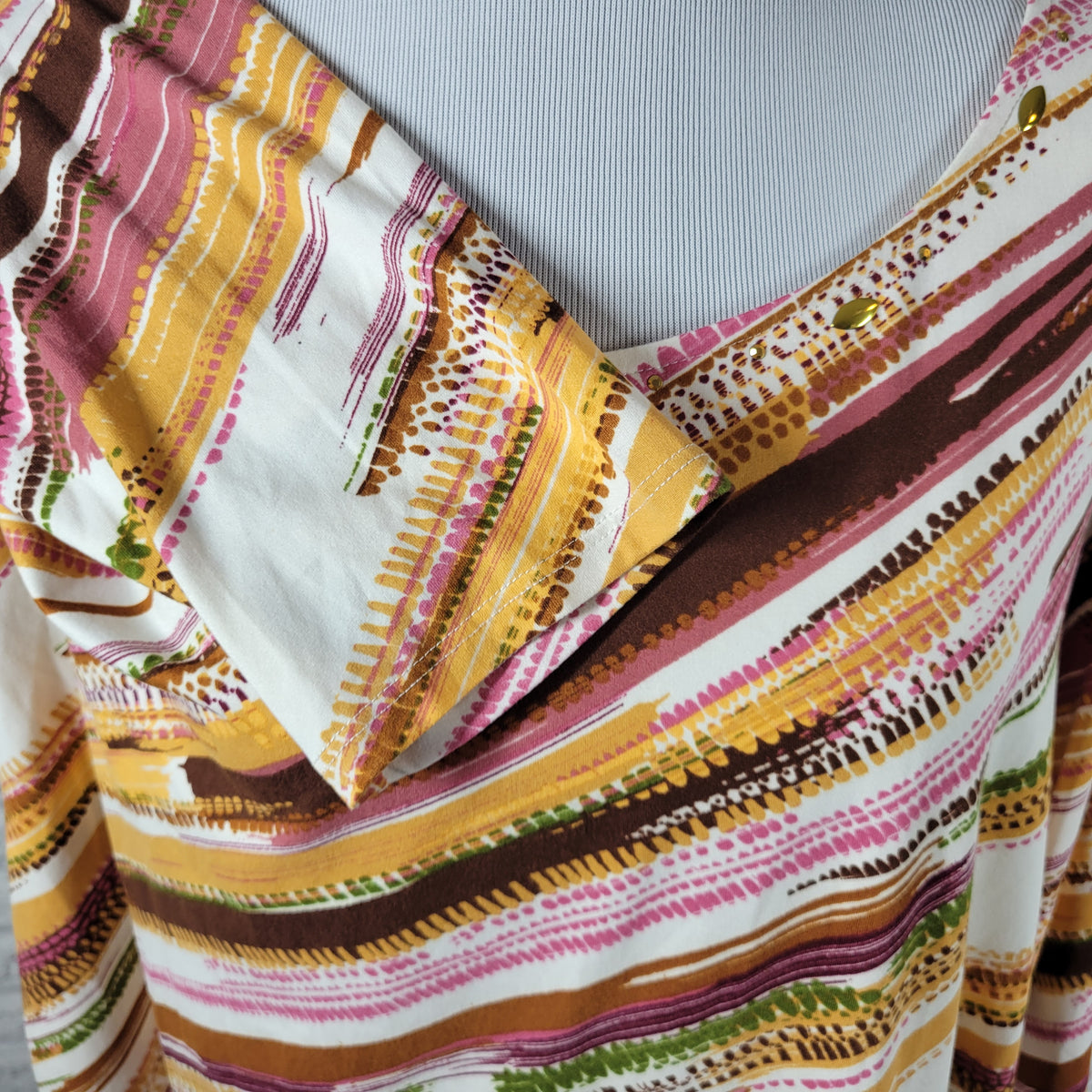 Hearts of Palm Tunic Top Women's XL Multicolor Studded Square Neck WAT102E