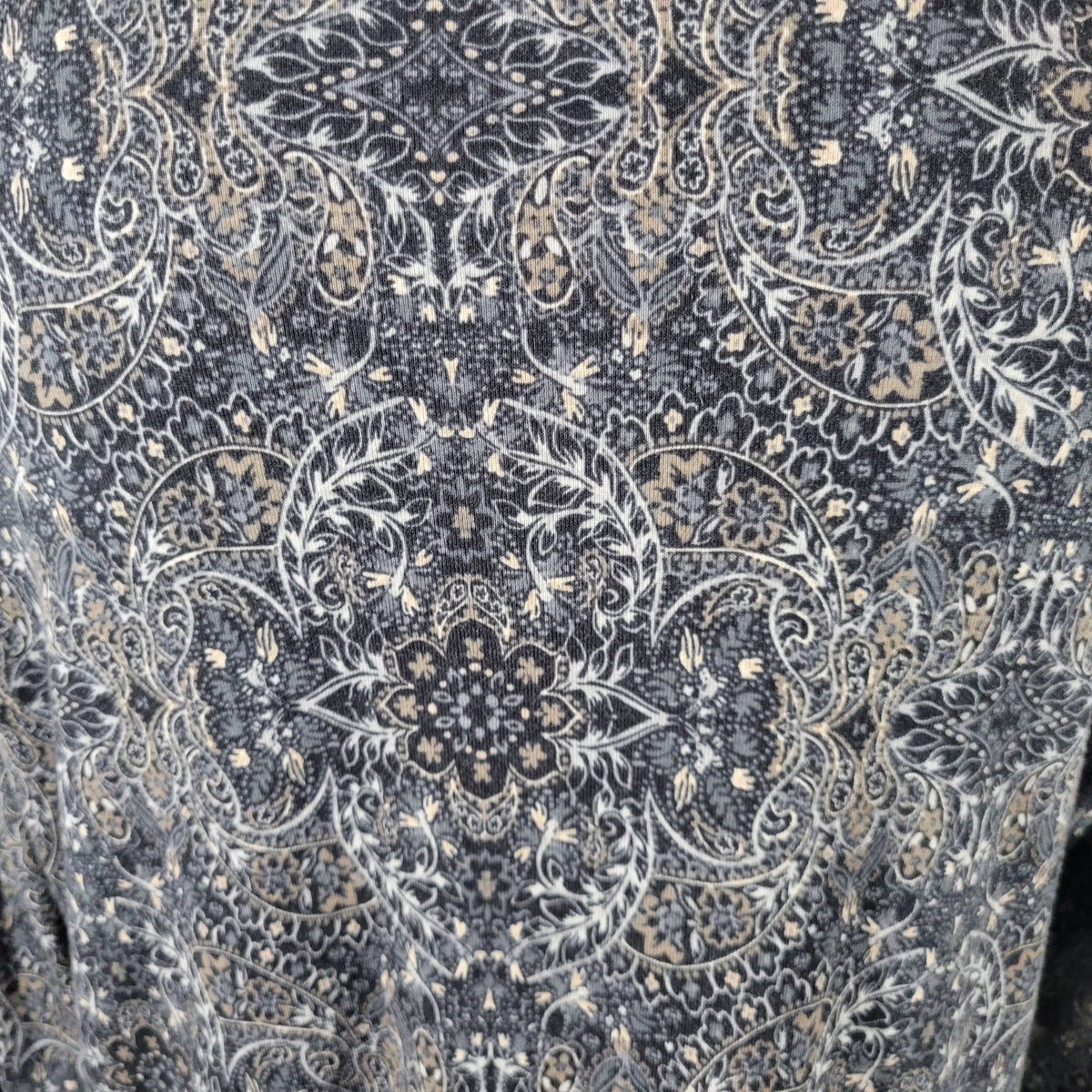 Croft & Barrow Blue Gray Paisley T-Shirt Women XL 100% Cotton Long Sleeve PAI24E