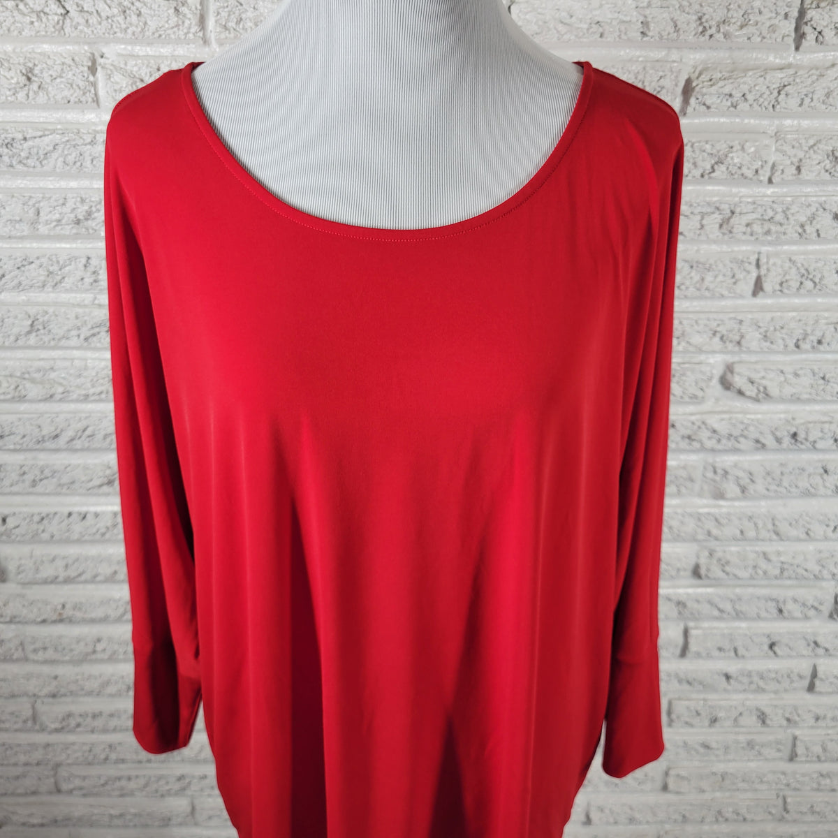 Calvin Klein Red Pullover Blouse Women's Plus Size 2X Long Sleeve Stretch RED9E