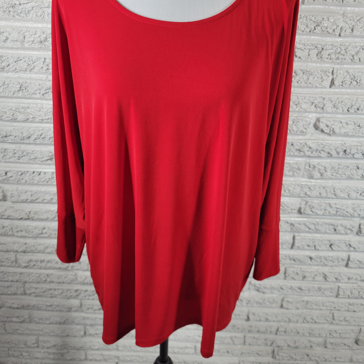 Calvin Klein Red Pullover Blouse Women's Plus Size 2X Long Sleeve Stretch RED9E