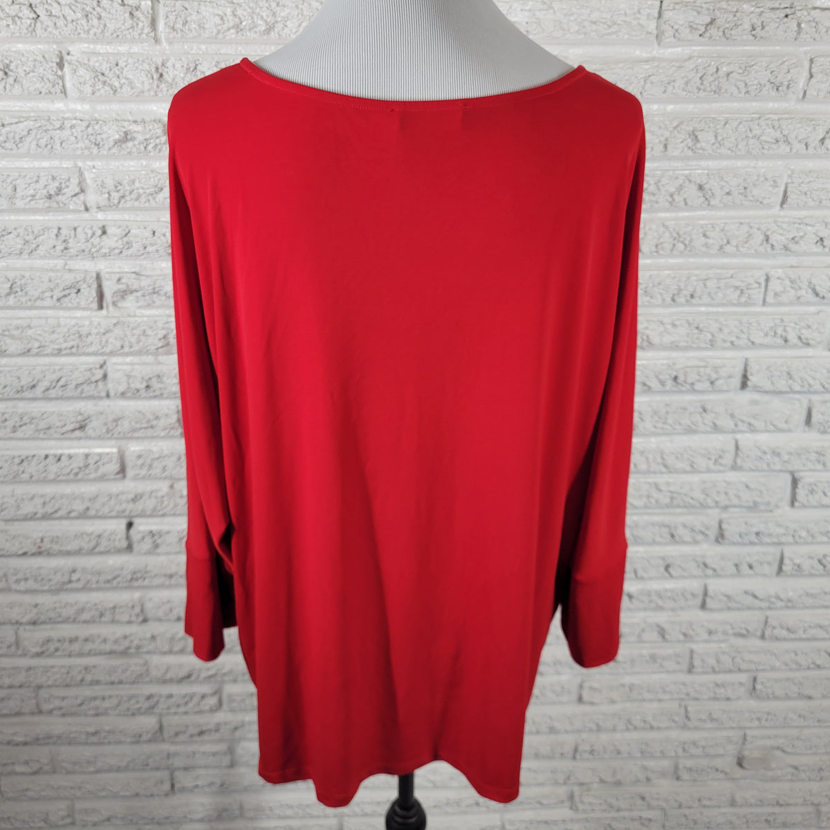 Calvin Klein Red Pullover Blouse Women's Plus Size 2X Long Sleeve Stretch RED9E