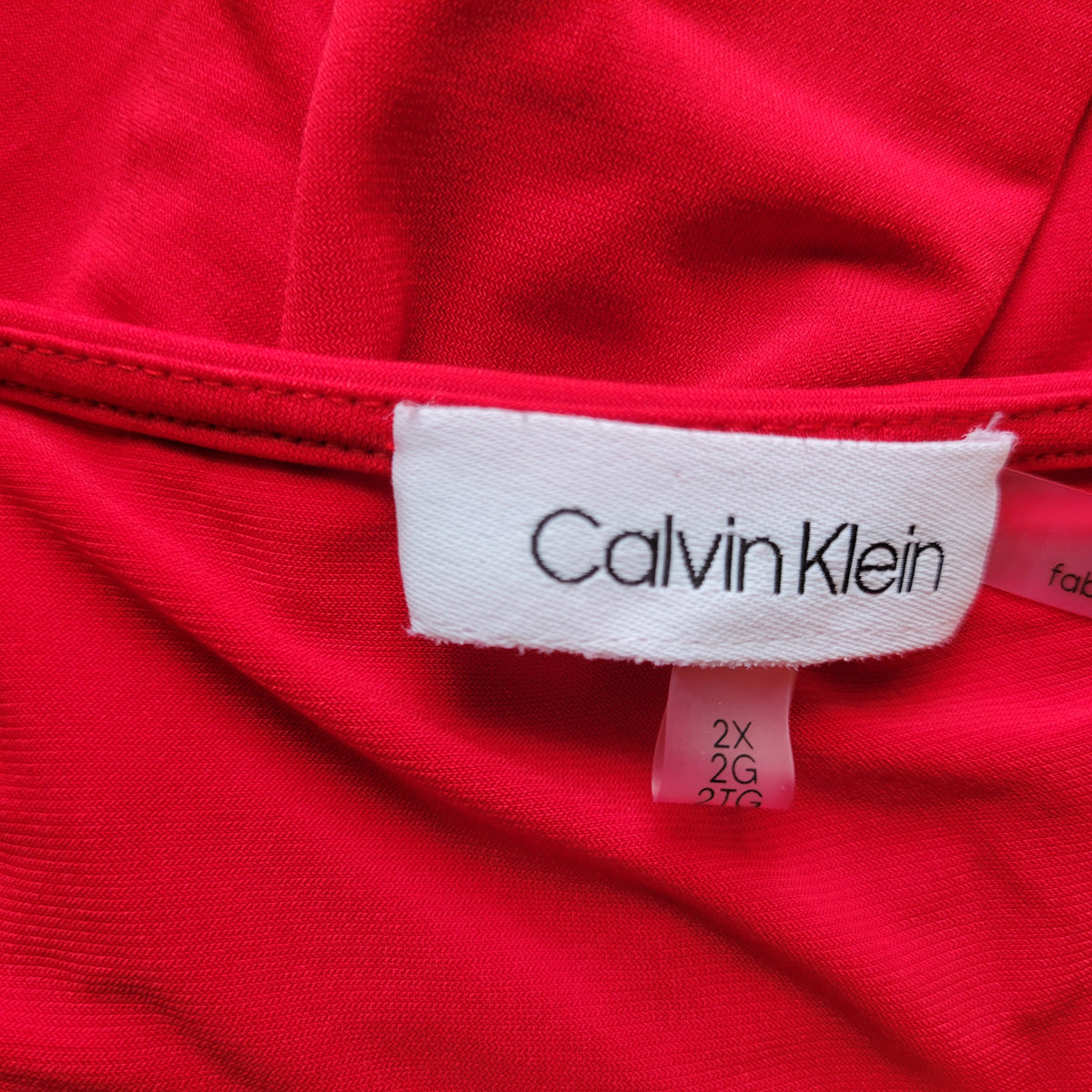 Calvin Klein Red Pullover Blouse Women's Plus Size 2X Long Sleeve Stretch RED9E