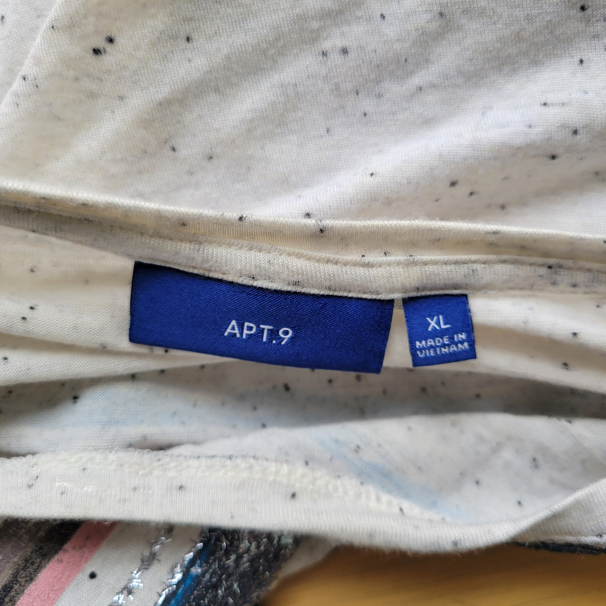 Apt 9 Women XL Sparkle Blue Pink Stripe Tee Pullover Blouse Cotton STR89E