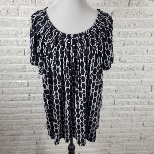 Style & Co Black White Geometric Tunic Top Women's Plus Size 2X GEO22E
