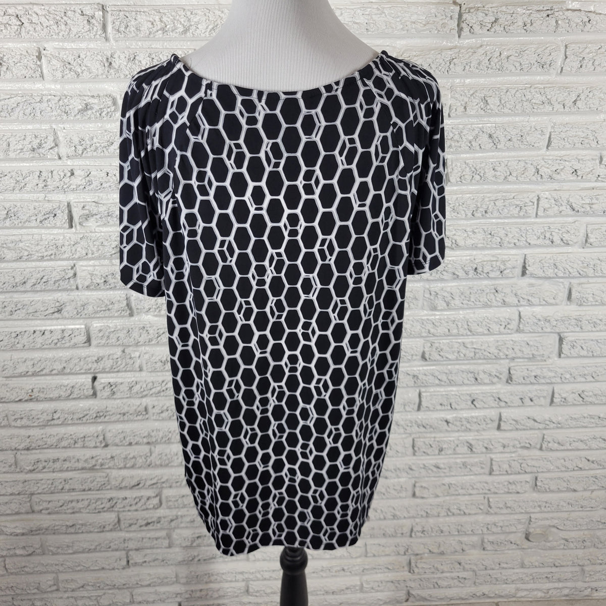 Style & Co Black White Geometric Tunic Top Women's Plus Size 2X GEO22E