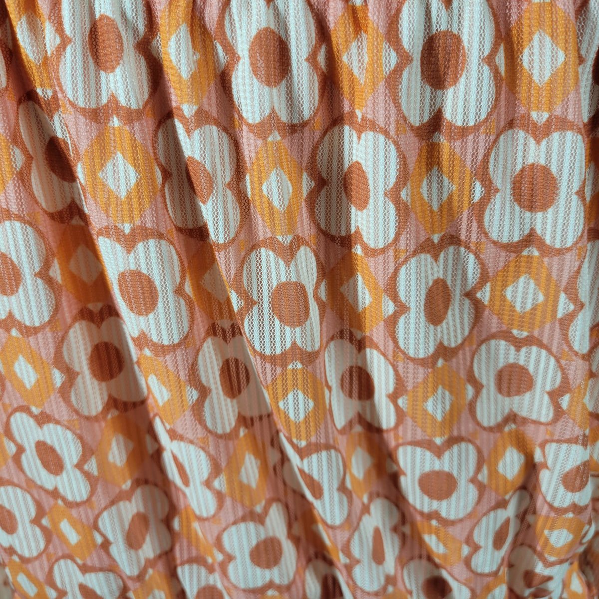 Madden NYC Womens XL Orange Floral Crop Top Retro Long Sleeve FLO275E