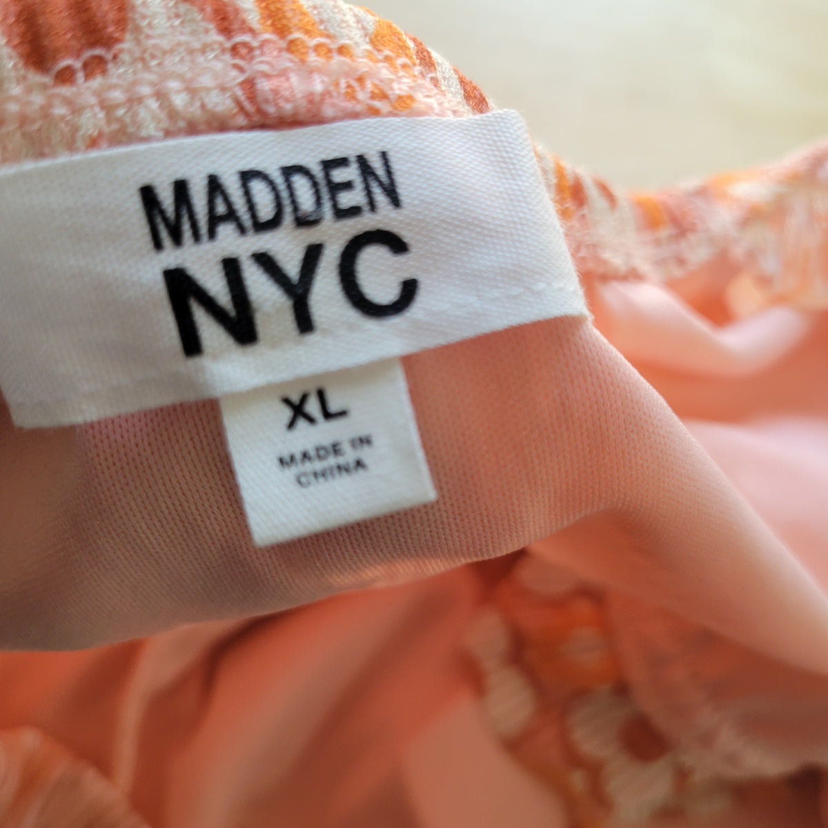 Madden NYC Womens XL Orange Floral Crop Top Retro Long Sleeve FLO275E