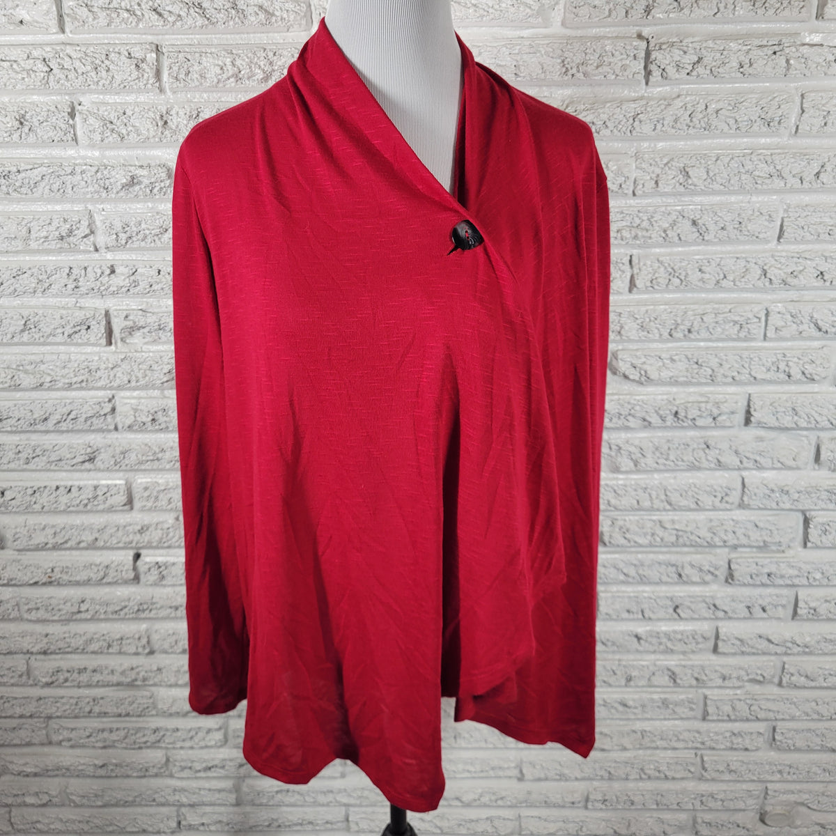 Apt 9 Red One Button Cardigan Knit Top Women XL Long Sleeve Stretch RED33E