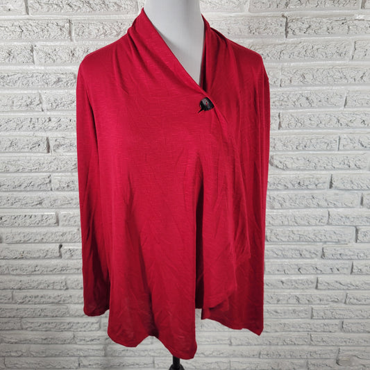 Apt 9 Red One Button Cardigan Knit Top Women XL Long Sleeve Stretch RED33E