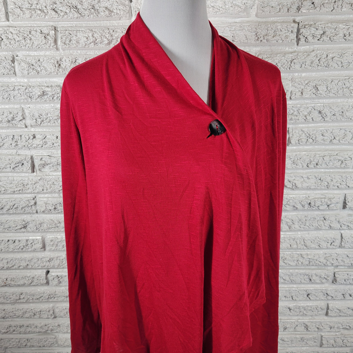 Apt 9 Red One Button Cardigan Knit Top Women XL Long Sleeve Stretch RED33E