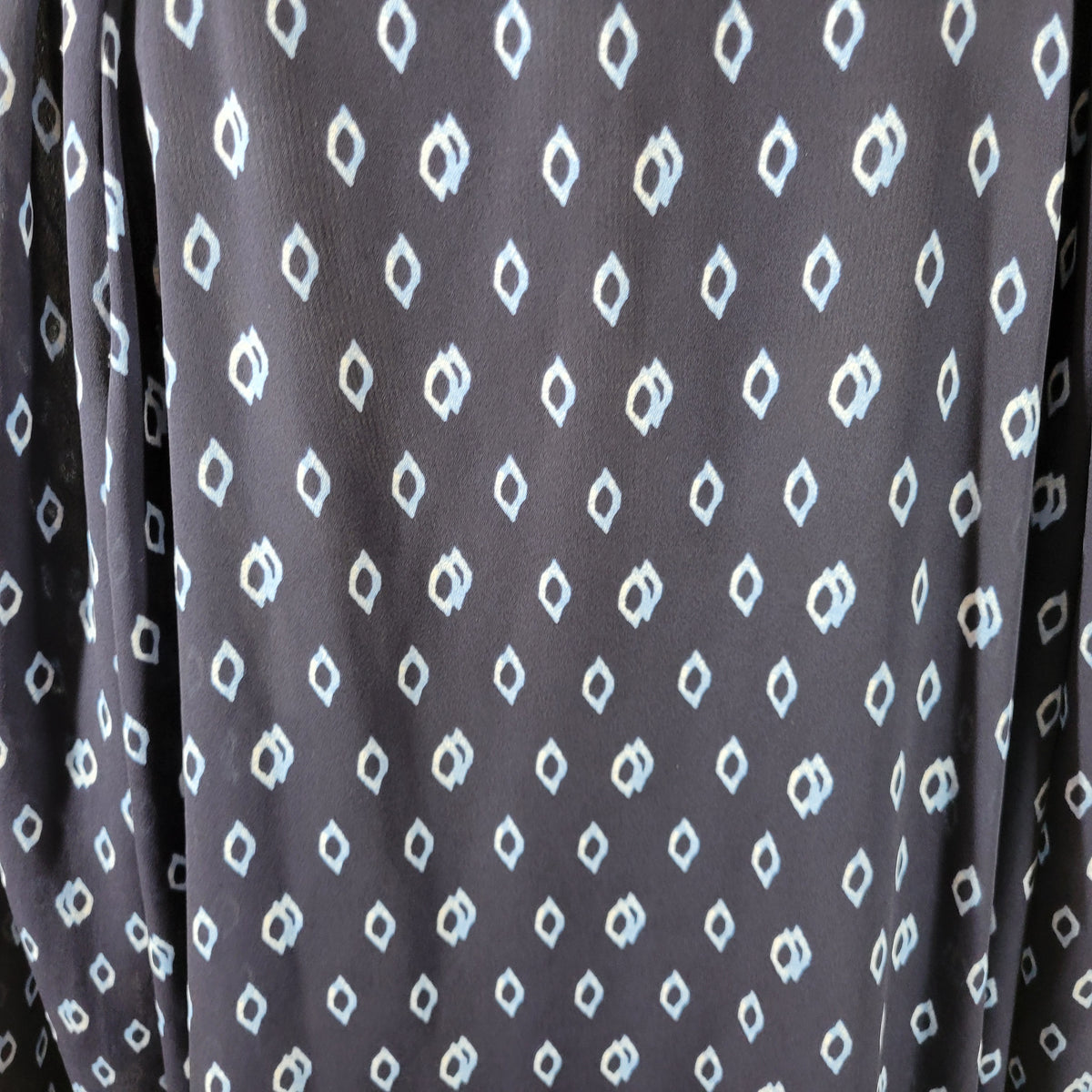 Faded Glory Blue Geometric Tunic Blouse Women 2X Plus Keyhole Sheer GEO205E