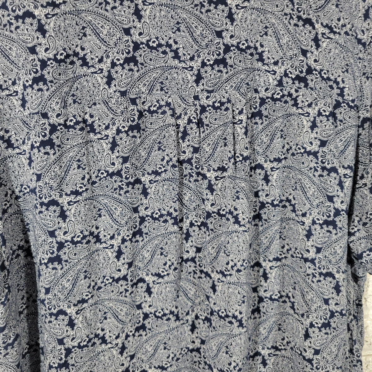 Westport Blue White Paisley Tunic Blouse Women 3X Plus V-Neck Tie Sleeve PAI36E