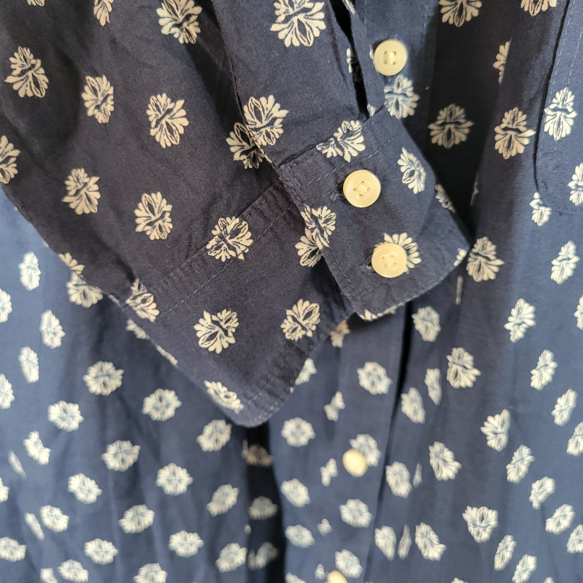 St. John's Bay Blue White Floral Shirt Women 3X Plus 100% Cotton FLO261E