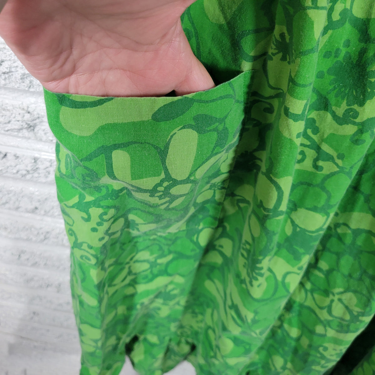 Anthony Richards Green Floral Muumuu Kaftan Dress Women 3X Plus Cotton FLO215E