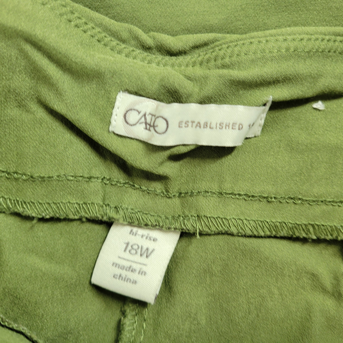 Cato Pants 18W Plus Size Green Straight Leg Pull On Elastic Waist GRE50E