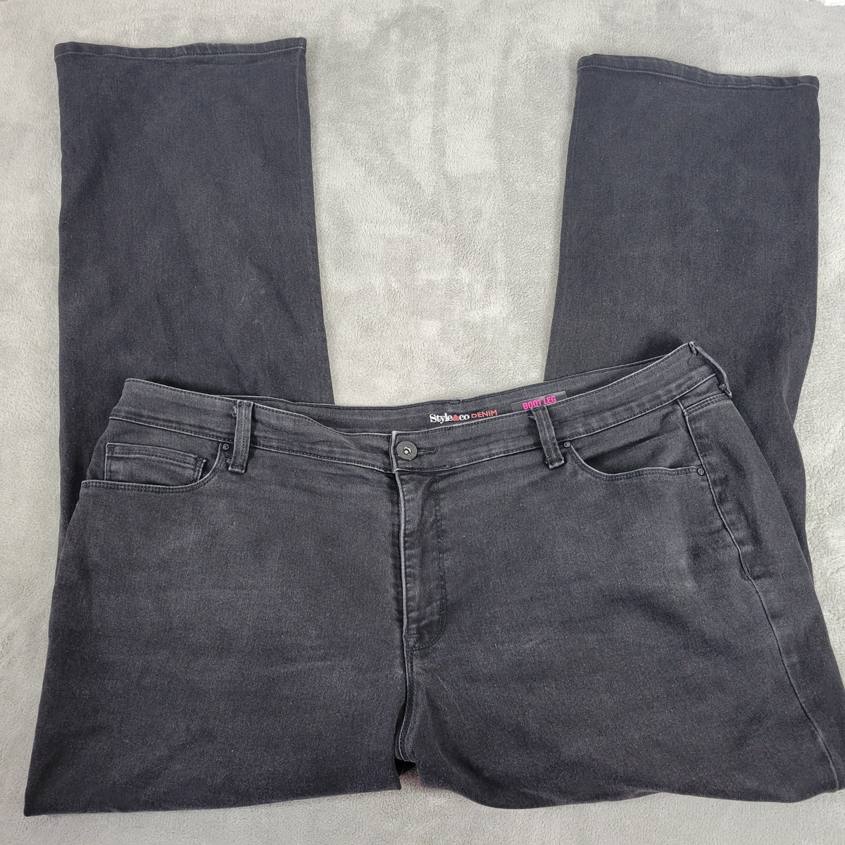 Style Co Jeans 20W Plus Size Black Denim Bootcut 42 Waist 5 Pocket BOO7E