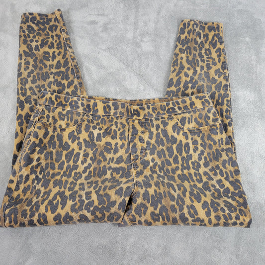 Style Co Jeggings XL Black Tan Animal Print Pull On Tapered Pants ANI66XE