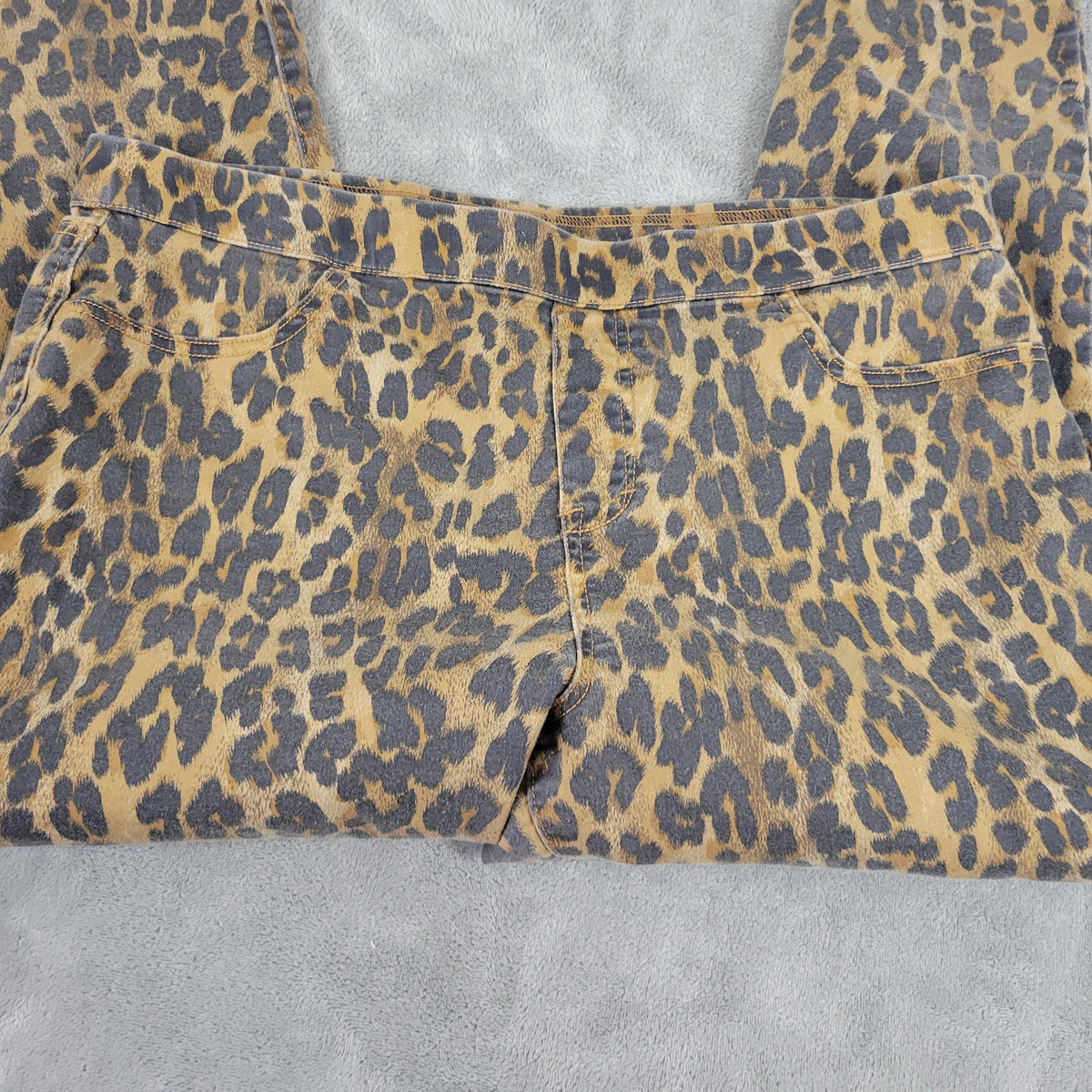 Style Co Jeggings XL Black Tan Animal Print Pull On Tapered Pants ANI66XE