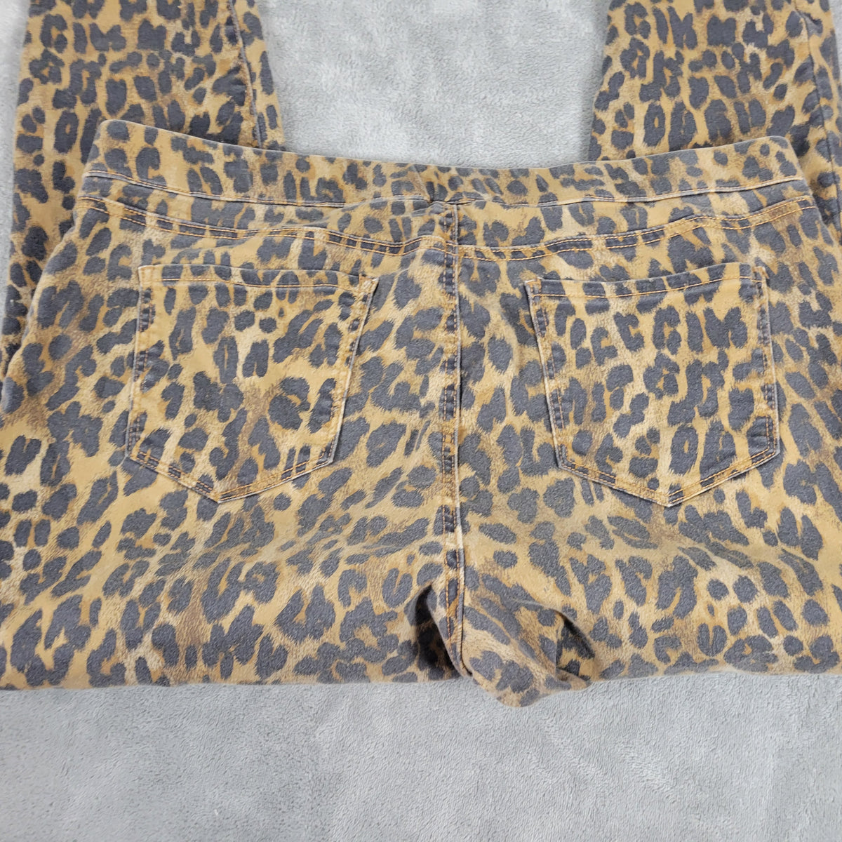 Style Co Jeggings XL Black Tan Animal Print Pull On Tapered Pants ANI66XE