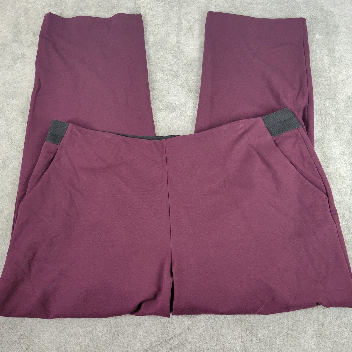 Liz Claiborne Audra Pants 1X Plus Size Purple Pull On Dress Pockets PUR58E