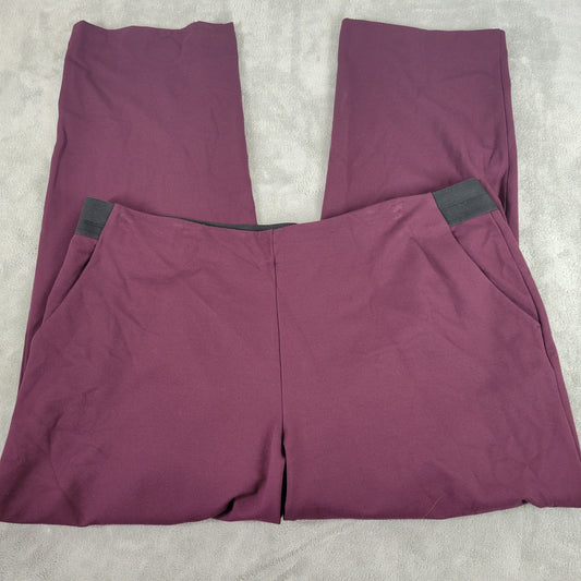Liz Claiborne Audra Pants 1X Plus Size Purple Pull On Dress Pockets PUR58E