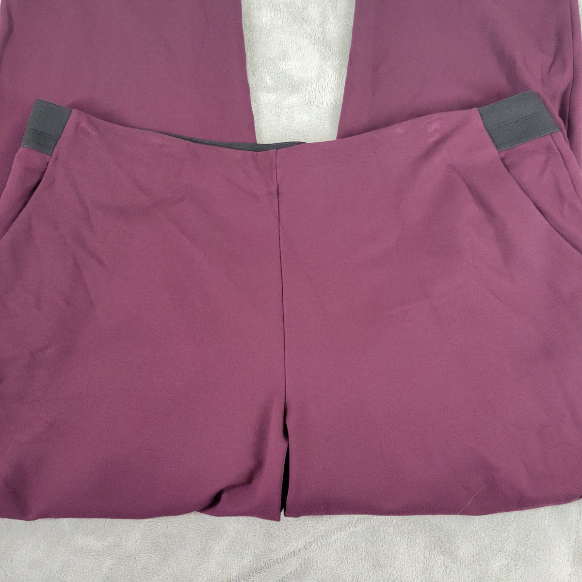 Liz Claiborne Audra Pants 1X Plus Size Purple Pull On Dress Pockets PUR58E