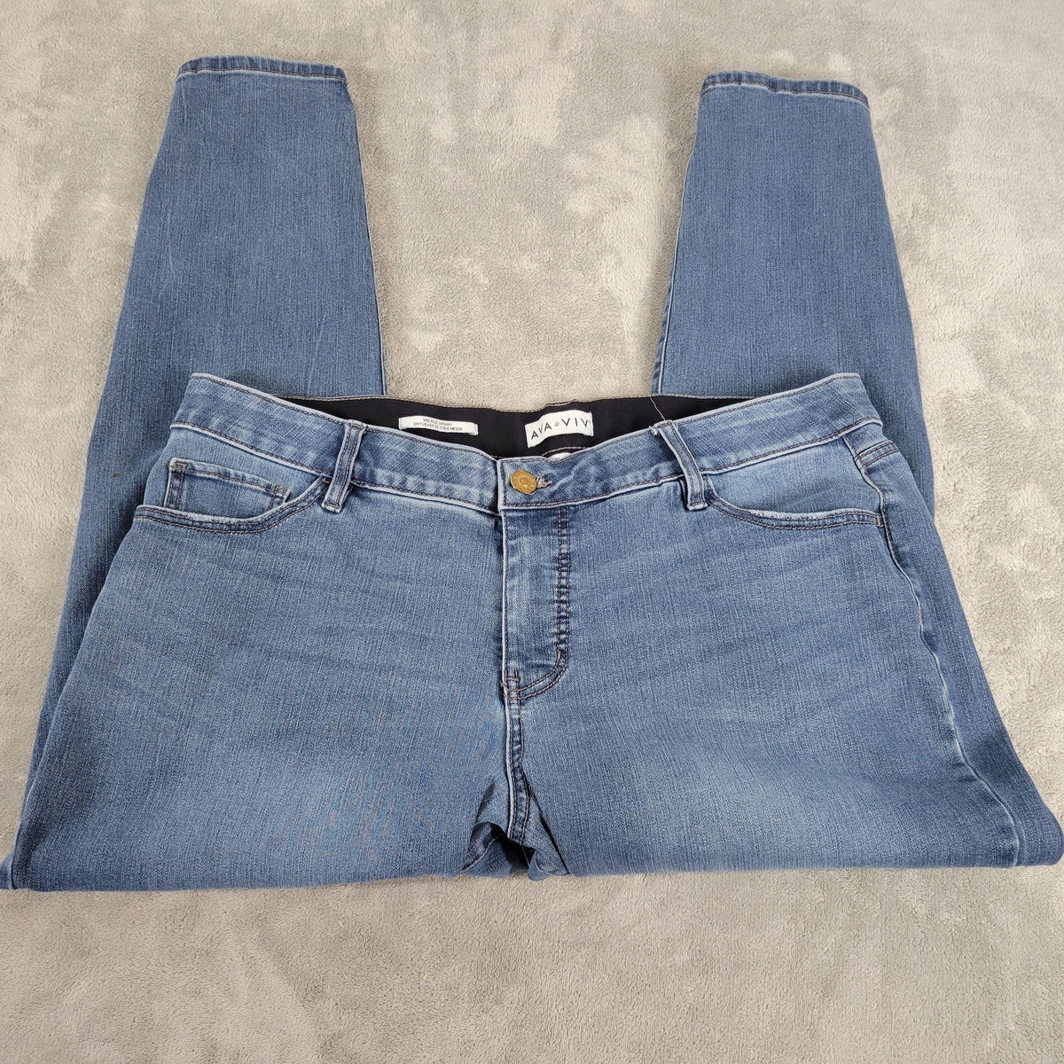 Ava & Viv Blue Cropped Skinny Jeans Women 18 Mid Rise Elastic Waist SKI21E