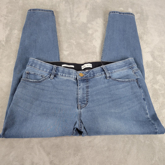 Ava & Viv Blue Cropped Skinny Jeans Women 18 Mid Rise Elastic Waist SKI21E