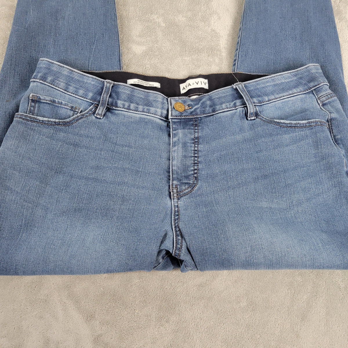 Ava & Viv Blue Cropped Skinny Jeans Women 18 Mid Rise Elastic Waist SKI21E